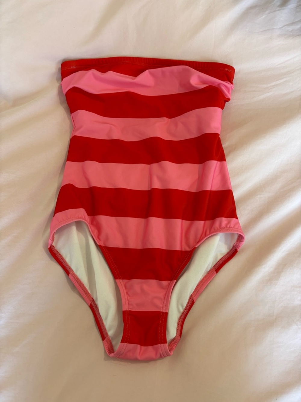 kate spade Pink and Red Striped Strapless One-Piece Swimsuit